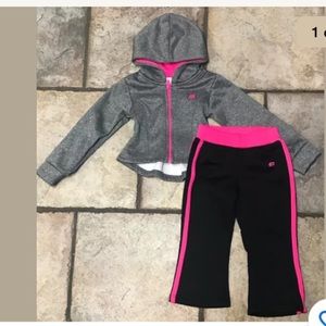 Toddler girl Sketchers pink & black tracksuit 18m